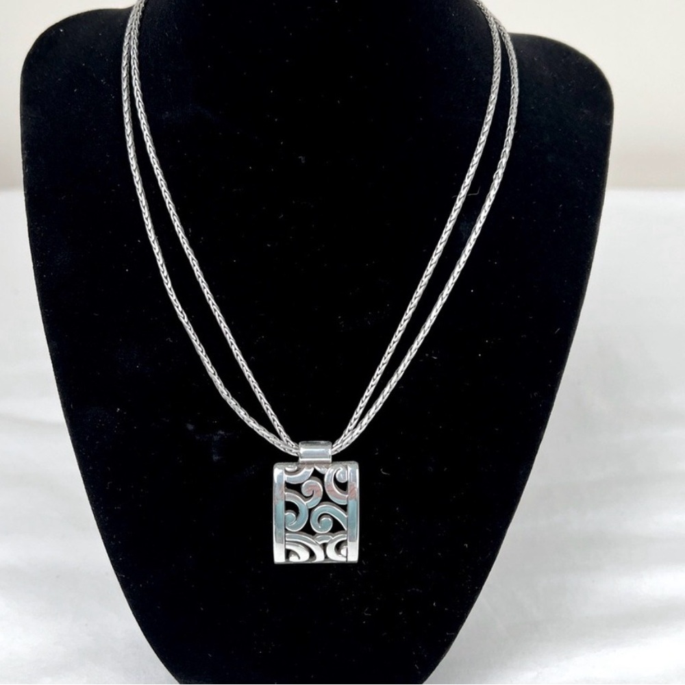 Brighton Silver Filigree Rectangular Pendant Necklace
